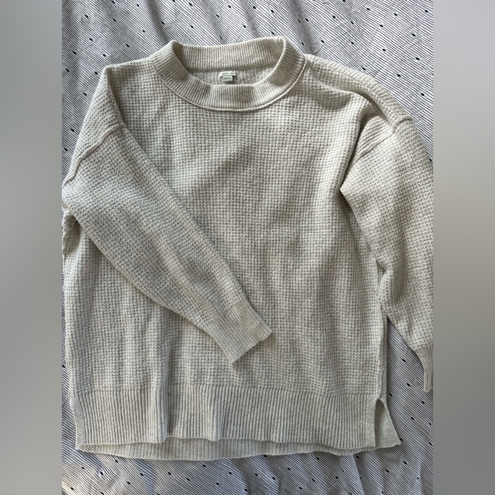 Aerie Cream Waffle Knit Sweater